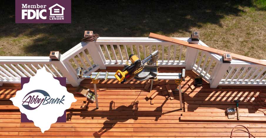 overhead image of home deck project in progress