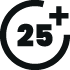 circle icon with 25 and plus sign