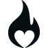 heart cut out of flames icon symbolizing passion