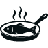 icon of a fish in a frying pan representing "Friday fish fry"