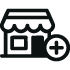 small storefront with a plus symbol symbolizing new vendor