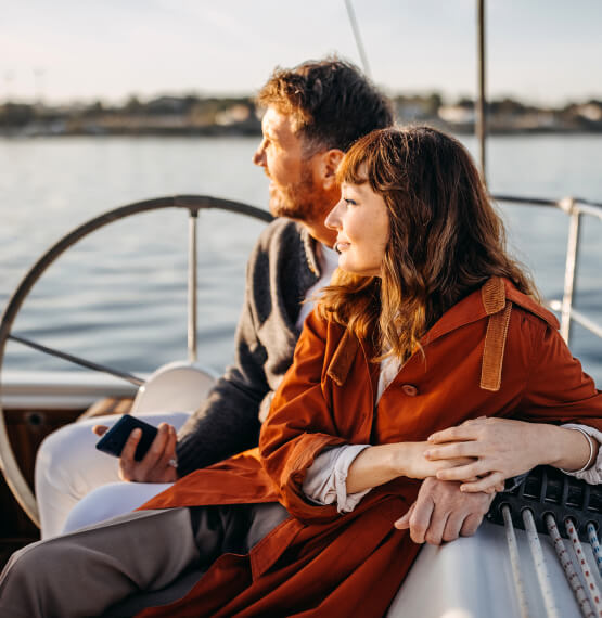 Couple on a sailboat