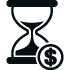 hourglass and dollar sign paid time concept