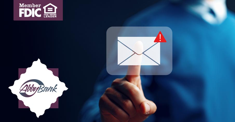 finger clicking on message with caution symbol
