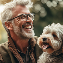 elderly man with dog