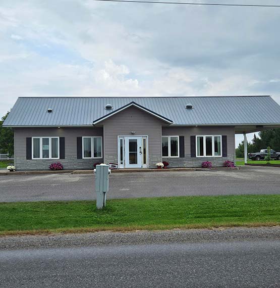 view of front of Withee branch building from the road