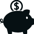 piggy bank with coin going in representing saving money