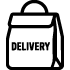 icon of a delivery bag saying "DELIVERY"