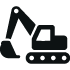 black icon of an excavator