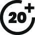 icon of a circle with 20+ inside