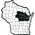 map of Wisconsin icon with Northeast and Central Wisconsin counties in black