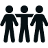 three people hugging icon representing friendship and lasting relationships