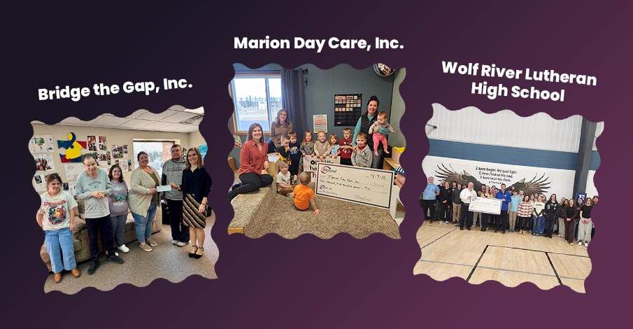 Collage image of AbbyBank Foundation spring grant photos for the Shawano area