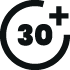 30 plus in circle icon