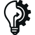 icon of a lightbulb merging into a gear